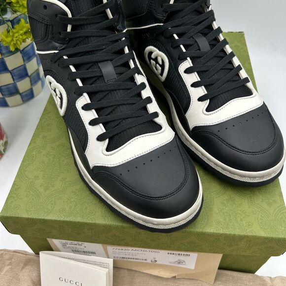 Men's Gucci, Mac 80 , high top leather sneakers size 9 made in Italy - Picture 3 of 11